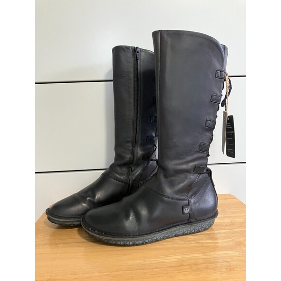 PO-ZU Star Wars REY Black Leather Tall High Boots Size 8 EU 39 USED w Box READ - Picture 2 of 16